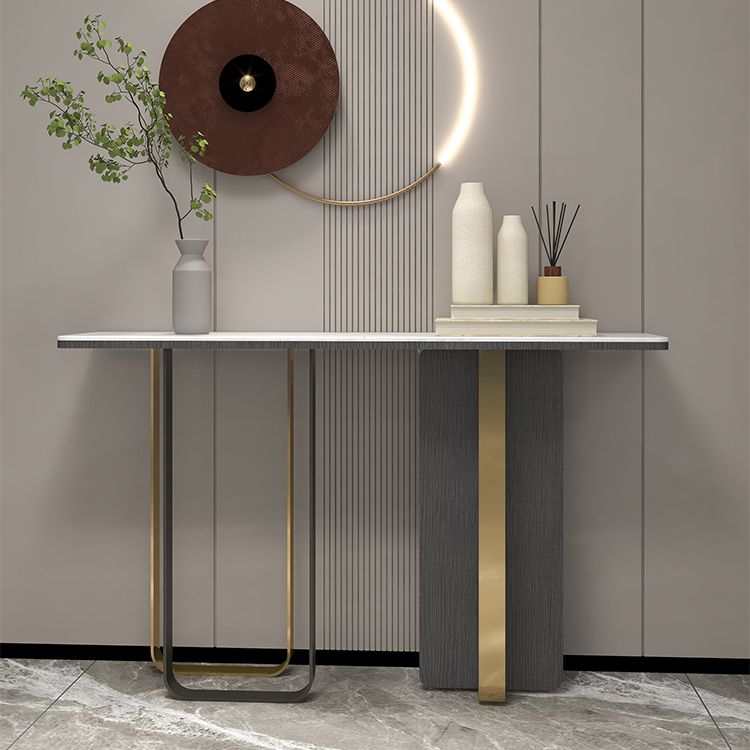 13"W Contemporary Console Table Stone White Rectangle Console Sofa Table