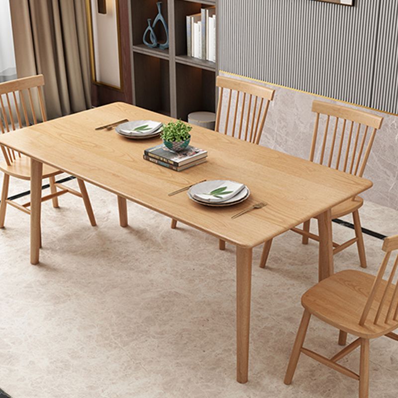 Glam Style Wooden Dining Table Rectangle Table with Wood Legs for Kitchen