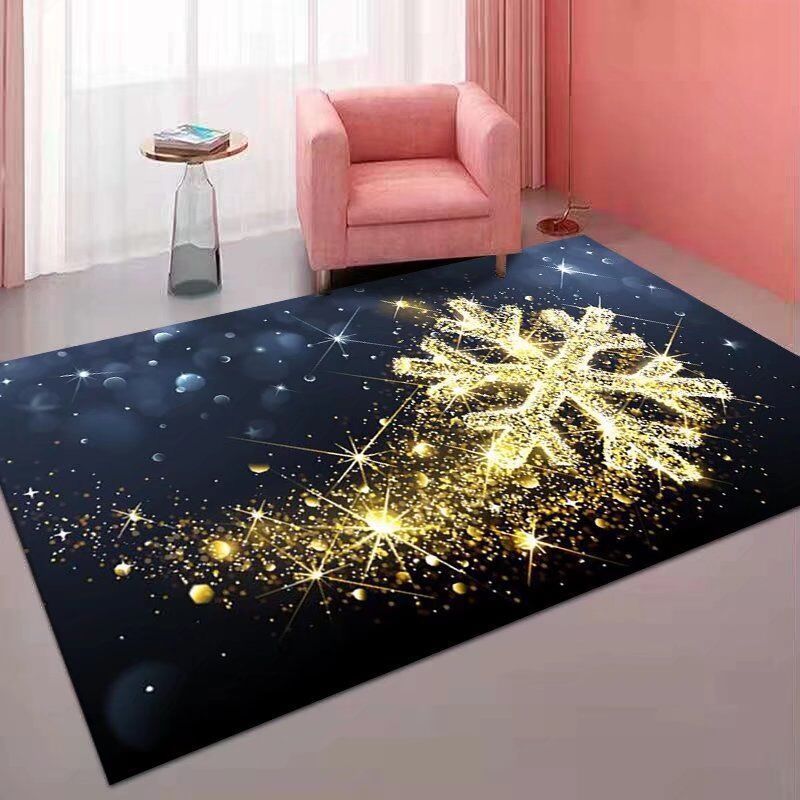 Modern Red Rug Polyester Snowflake Indoor Rug Washable Rug for Home Decor