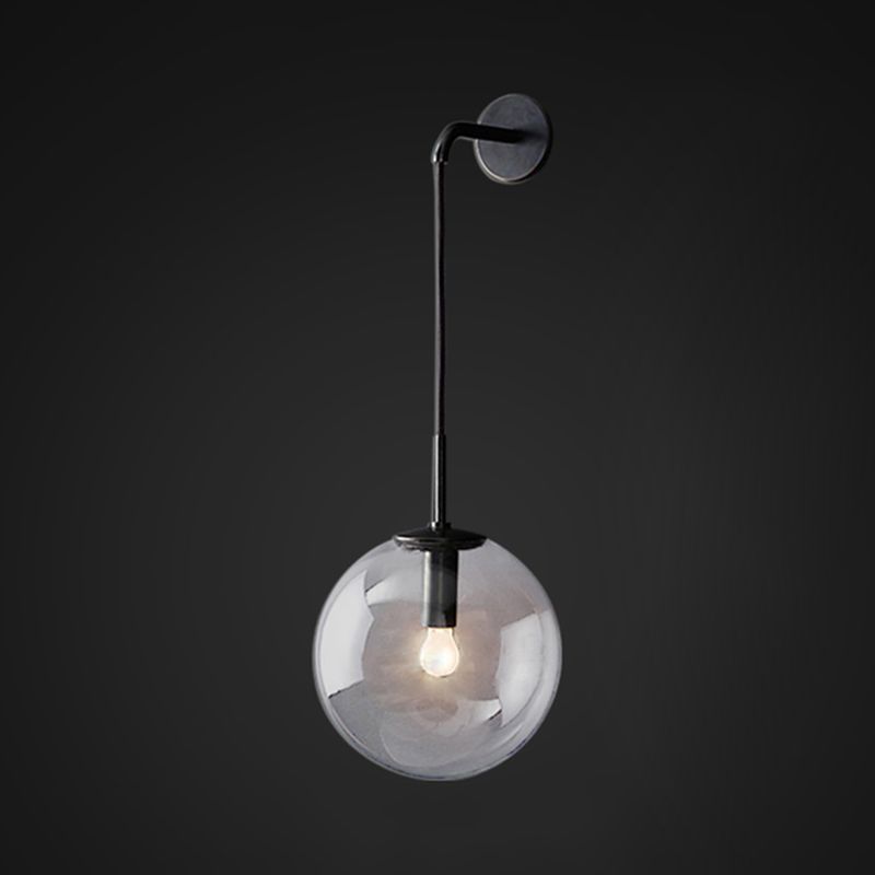 1 Light Globe Wall Sconces Industrial Style Glass Wall Mounted Lamps