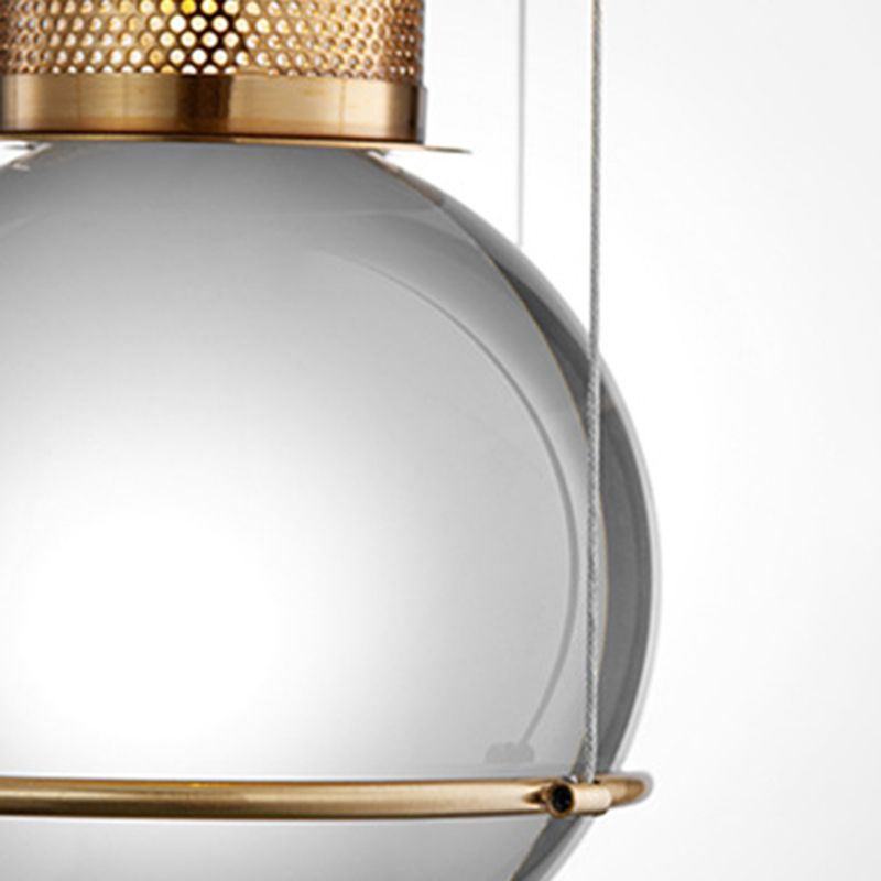 Modern Creative Globe Pendant Light Electroplate Iron Hanging Lamp with Crystal Shade