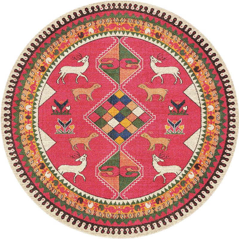 Multicolor Tribal Print Rug Polyester Bohemian Carpet Stain Resistant Machine Washable Non-Slip Rug for Bedroom