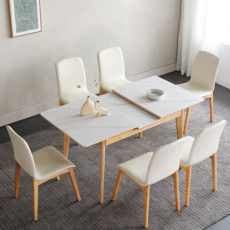 Modern Style Dining Table Sintered Stone Drop-Leaf Table for Home