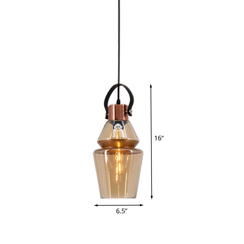 Copper Urn Pendant Lighting Fixture Modern 1 Head Clear Glass Hanging Lamp, 6.5"/8"/10" Wide