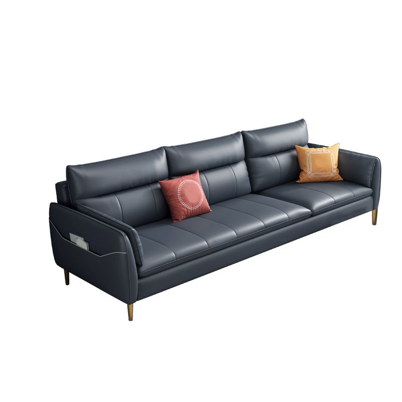 Stain Resistant Glam Blue Sofa Sewn Pillow Back Pillow Top Arm Seating