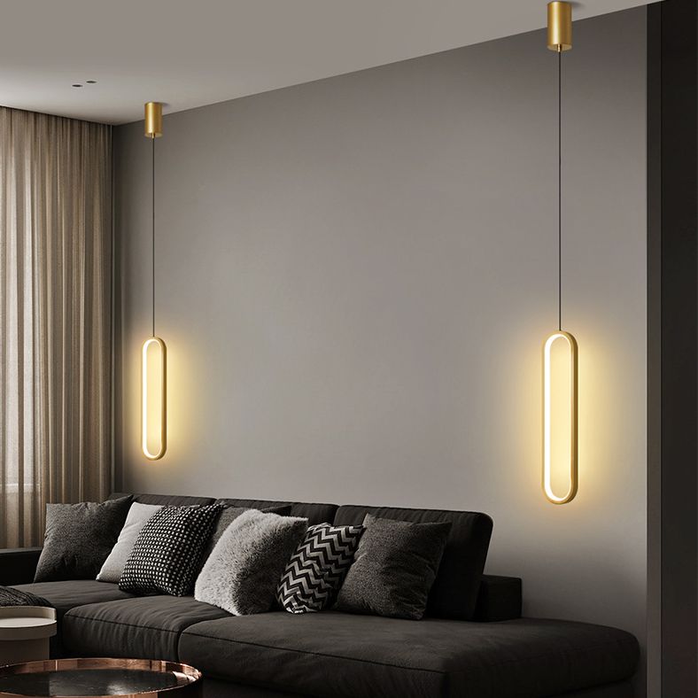 Simplicity Style Pendant Lighting Fixture Oblong LED Pendant Light Kit with Metal Shade
