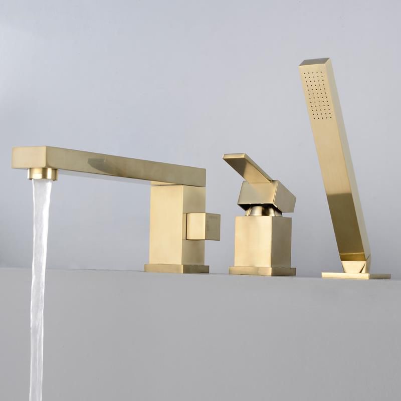 Contemporary Bath Faucet Deck Mount Plain Bathtub Faucet with Knob Handles
