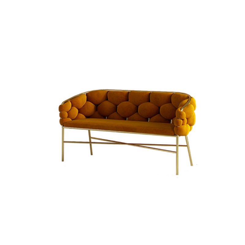 Biscuit Back Sofa 23.62" Deep Sloped Arm Sofa with Gold Frame