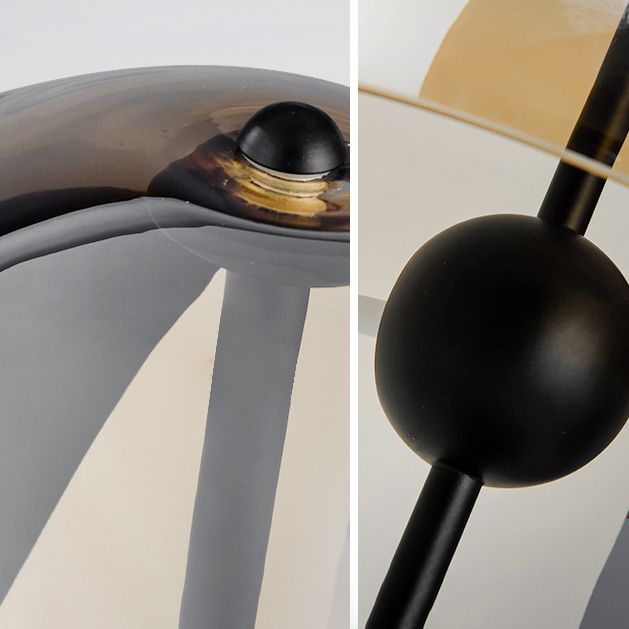 Lampe de table hémisphérique artistique moderne, lampe de bureau en fer laqué avec abat-jour en verre