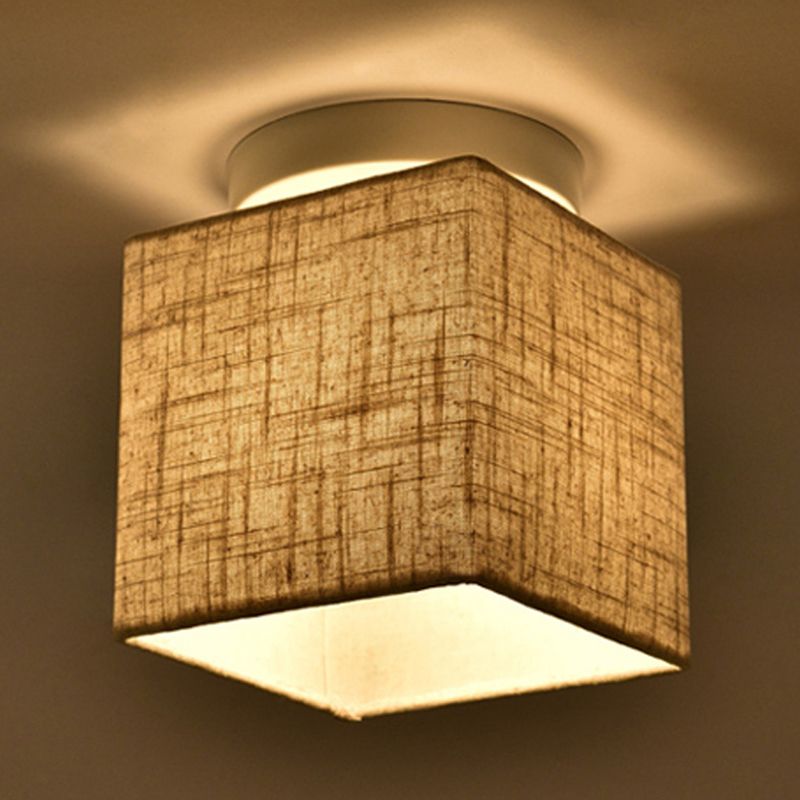 Moderne minimalistische stoffen plafondinbouwlamp vierkante vorm semi-inbouwverlichting voor slaapkamer