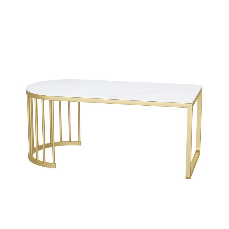 Geometric Stone Top Coffee Cocktail Table in White/Grey - 11.81" H