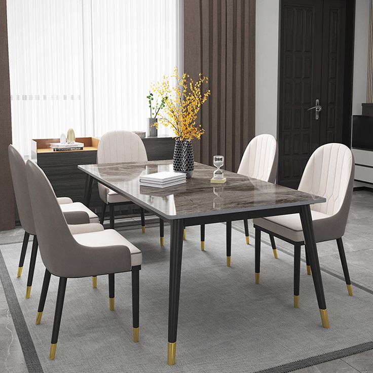 Glam Style 1/5/7 Pieces Dining Set with Stone Table Dining Furniture for Living Room