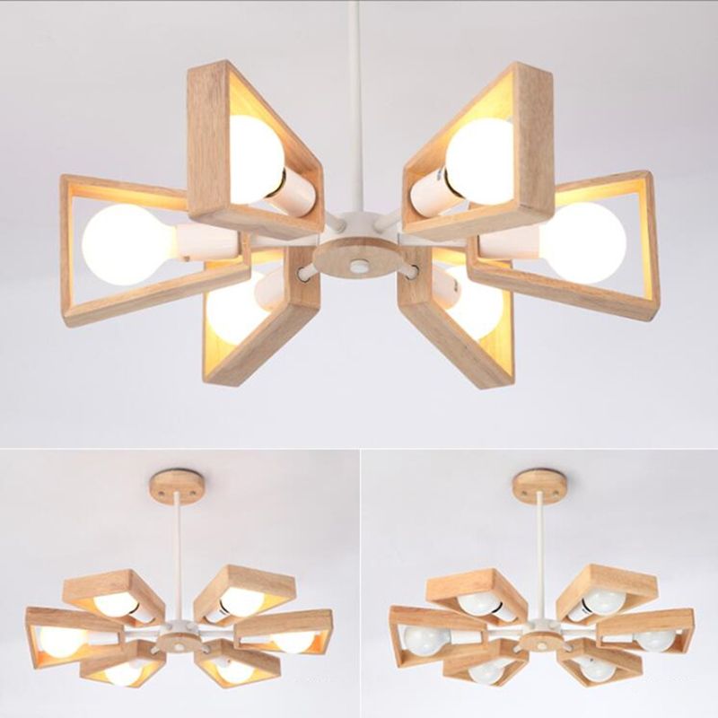 Sputnik Chandelier Light Fixture Nordic Style Wooden Chandelier Lighting Fixture