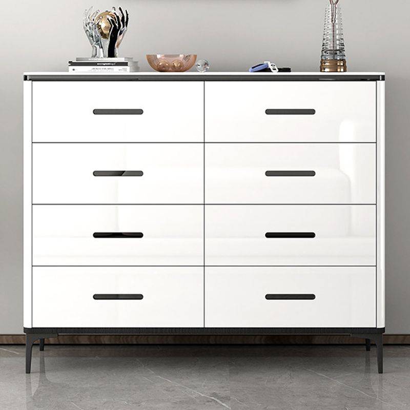 Contemporary Chest White Double Dresser with Metal Feet for Home