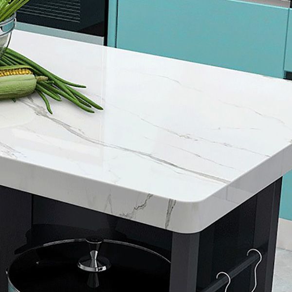 Modern Marble Prep Table Dining Room Island Table with Storage Cabinet