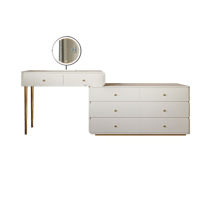 White Solid Wood Makeup Vanity Desk Bedroom Vanity Dressing Table Set