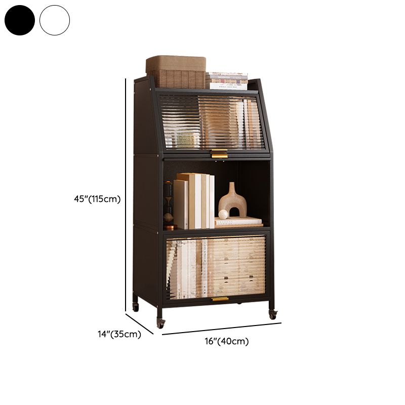 Standard Bookcase Metal Glam Closed Back Bookshelf with Shelves