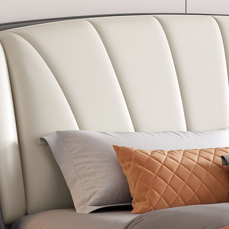 Wingback Headboard Bed Leather Bed Frame 86.61" Long in Grey