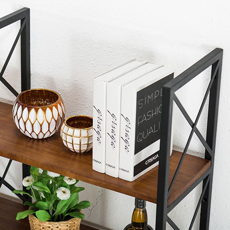Industrial Style Wooden Bookshelf Wall Mounted Shelf Bookcase