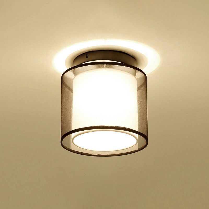Dual-Shaded Corridor Ceiling Light Fabric 1 Light Modern Semi Flush Mount Lighting