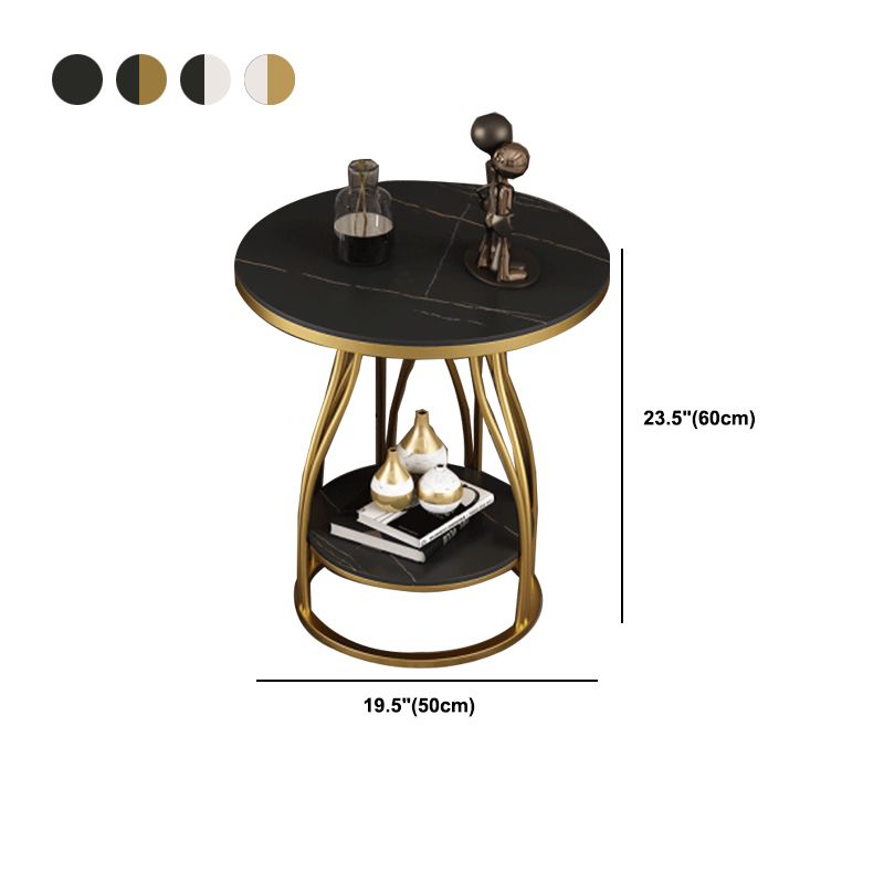 Metal Frame Accent Table Nightstand Lower Shelf Night Table for Bedroom