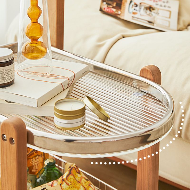 15" Wide Contemporary Corner Table Solid Wood Double Tier Accent Side Table