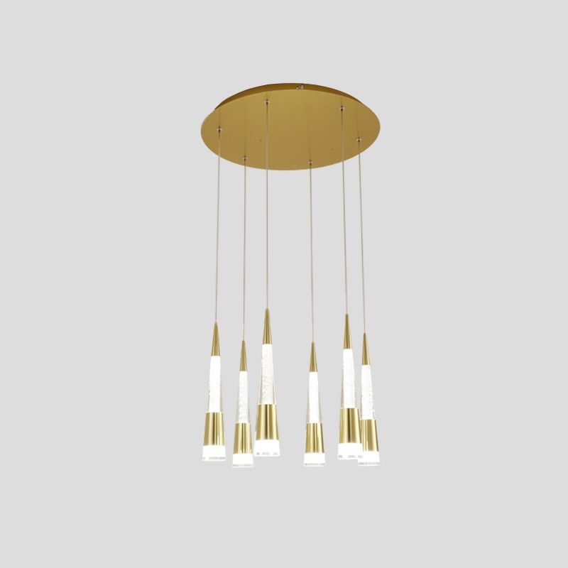 Modern Style Draping Multi Hanging Light Height Adjustable Aluminum 6 Bulbs Dining Room LED Pendant Lighting in Black/Gold