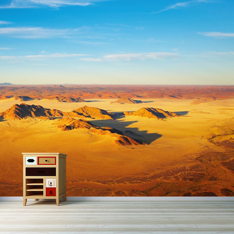 Photography Barren Land Mural Wallpaper for Living Room, Yellow-Blue, Made to Measure