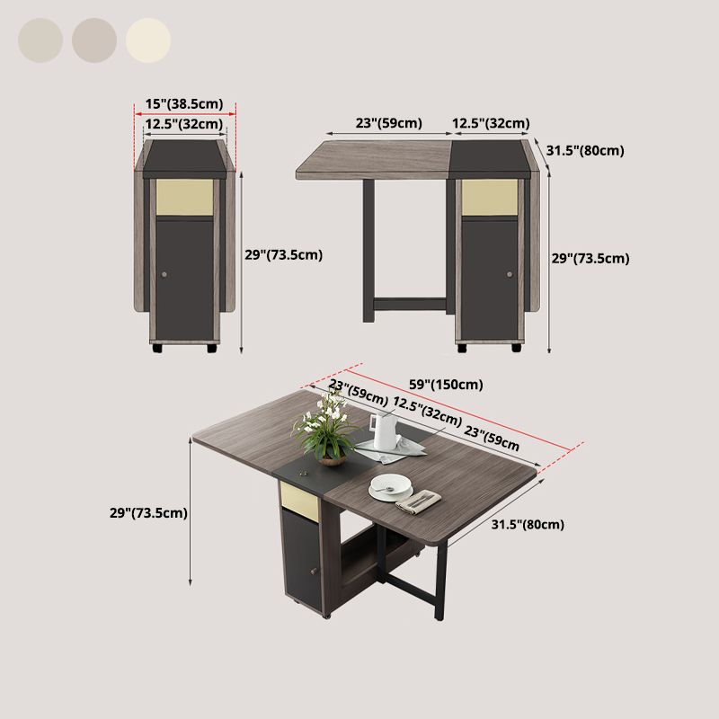 Rectangle Wooden Dining Table Mid-Century Drop Leaf Dining Table