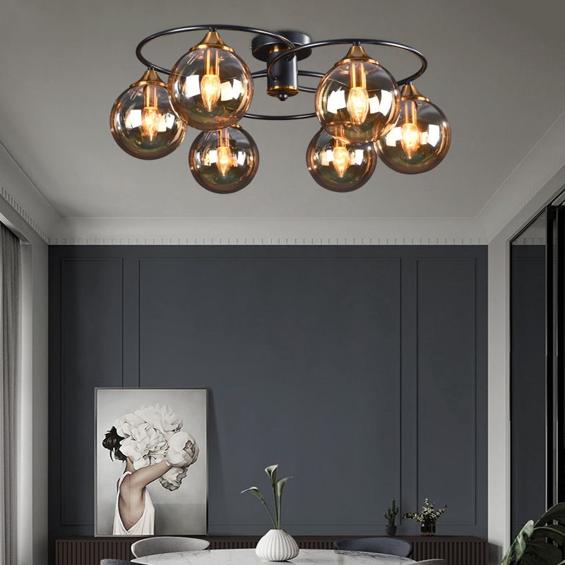 Contemporary Globe Flush Light Fixture Glass Flush Mount Ceiling Fixture