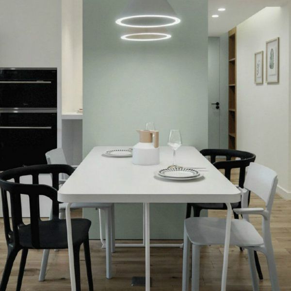 Rectangle Shape Luxury Dining Table White Sled Base Table with Solid Wood