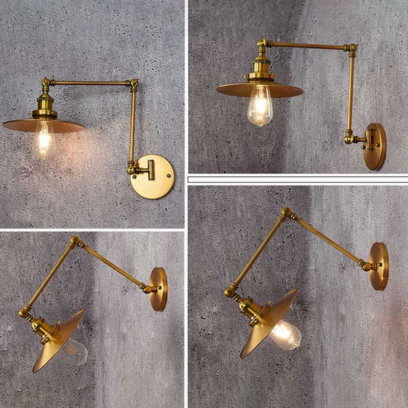 Industrial Style Swing Arm Wall Sconce Metal 1 Light Sconces for Bedroom