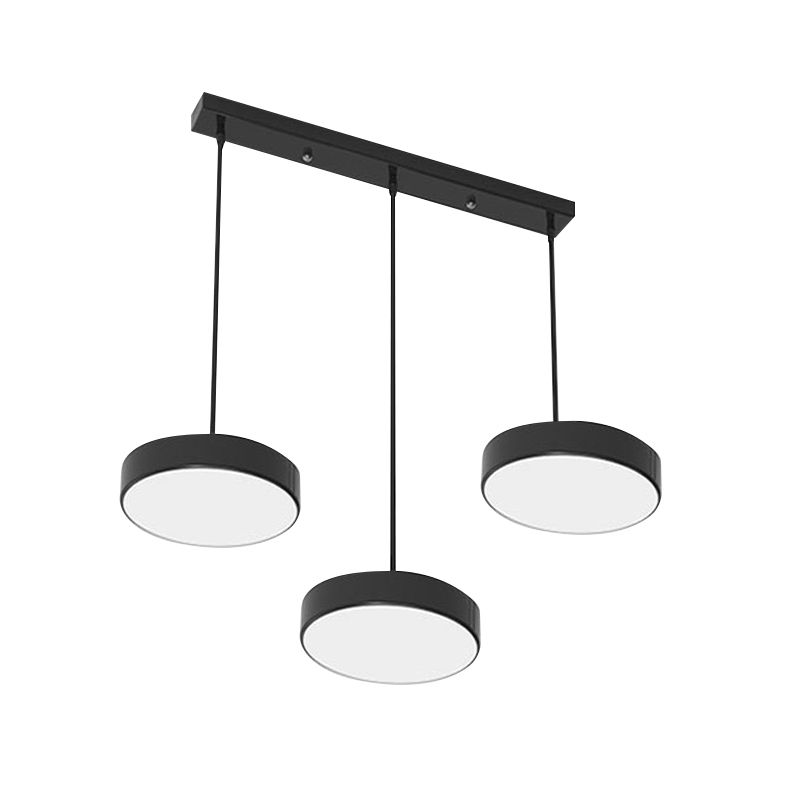 Round/Squared Hanging Ceiling Light Contemporary Metal LED Black/White Pendant Lighting with Round/Linear Canopy