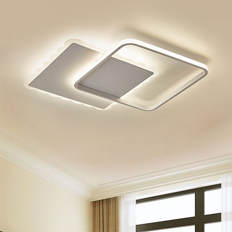 Squared Flush Mount Modernist Metal White / Coffee LED Close to Ceiling Lighting, Warm / White / Natural Light