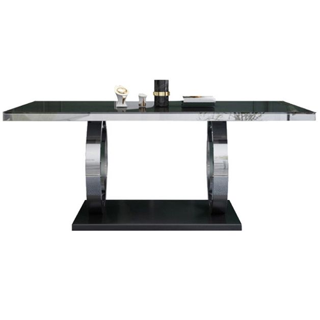Rectangle Luxury Style Dining Table Fixed Table with Trestle Base