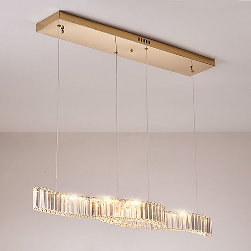 Iluminación lineal lineal de 2 luces Luces de isla de cristal contemporánea en oro