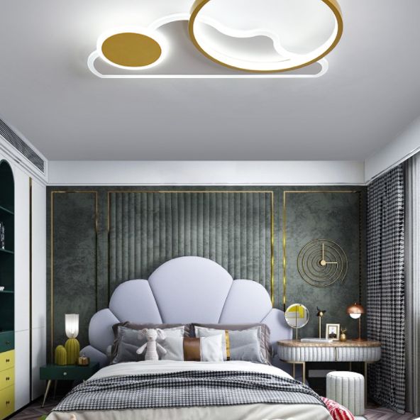 Cloud and Circle Bedroom Flush Ceiling Light Fixture Acrylic LED Simplicity Ceiling Mounted Fixture