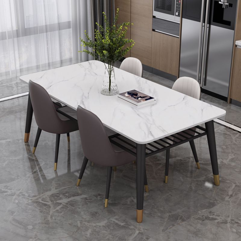 Slate and Metal Table Modern Minimalist Home Rectangular Dining Table