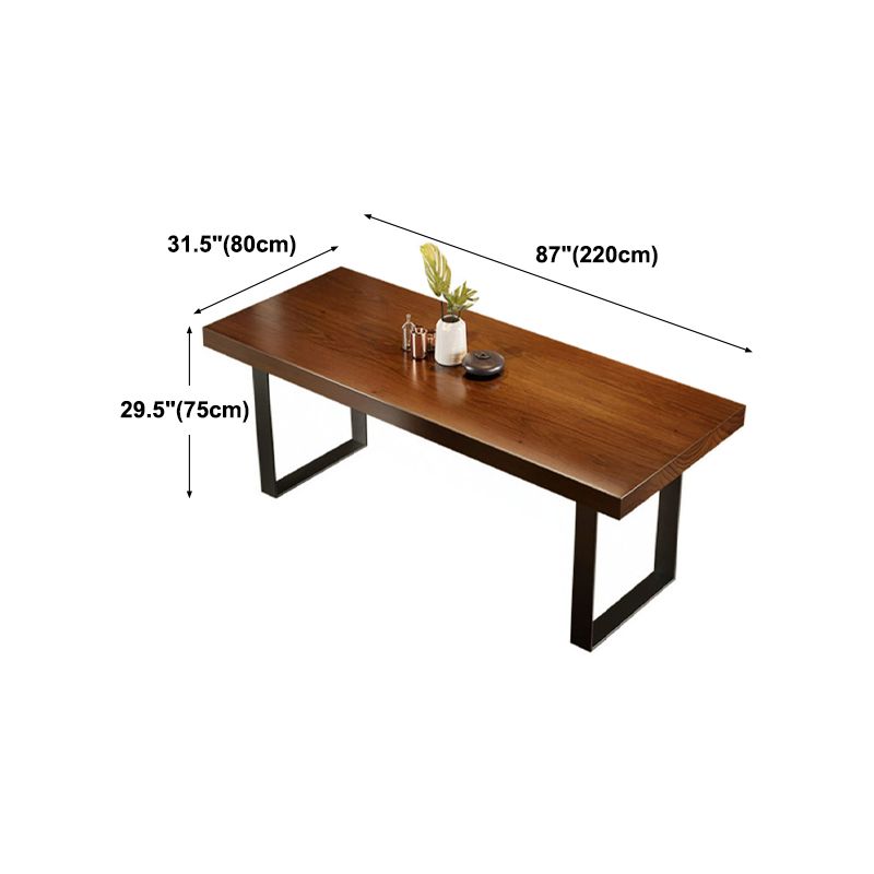 Industrial Dining Table with Sled Base Rectangle Wood Dining Table in Brown