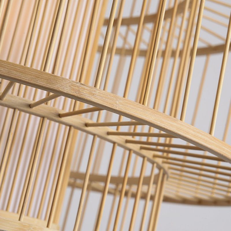 Chinese cilinderhangende lamp dineren beige rattan hanger plafondlicht met 1 licht