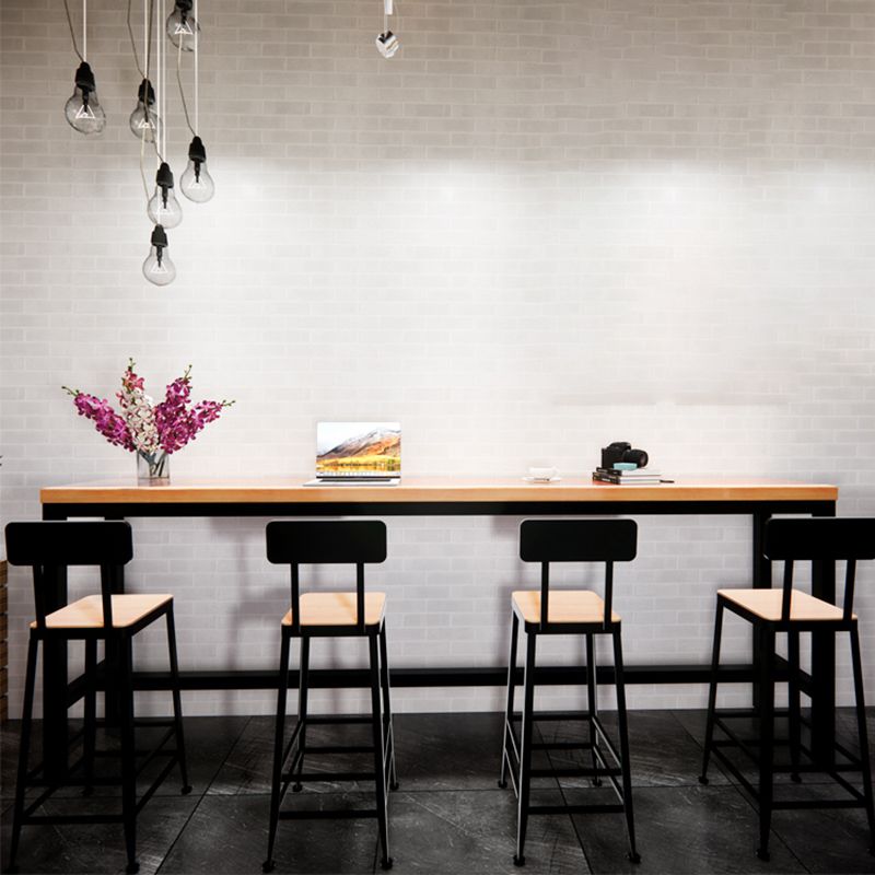 Modern Bar Dining Table Rectangle Bar Solid Wood Table in Brown