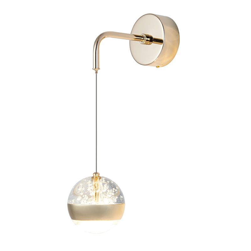 Spherical Crystal Wall Sconce Lighting Minimalist Gold Finish LED Wall Lamp