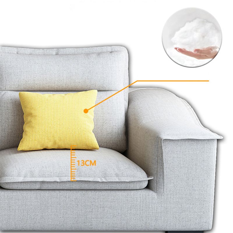 Modern Pillow Back Sectional Sofa Linen Sloped Arm Sectional