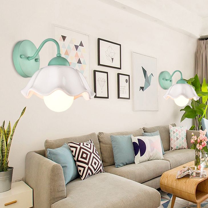 Luz de plataforma acampanada Cerámica de estilo pastoral americano 1 apliques de luz