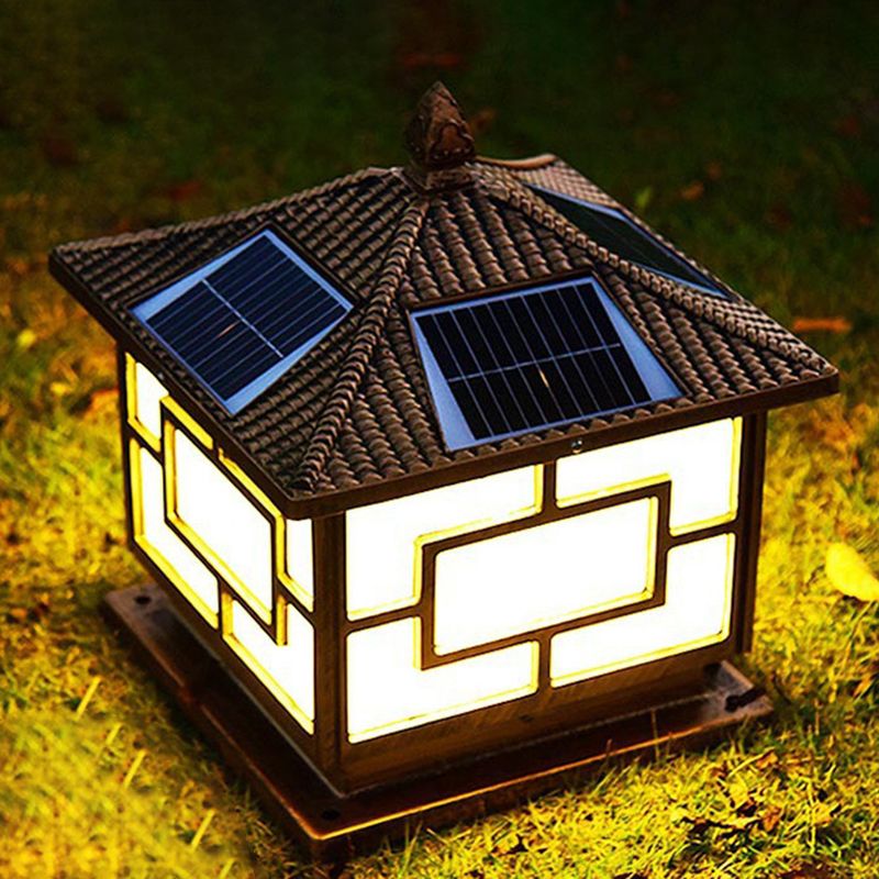 Contemporary Square Shape Pillar Light with Metal for Courtyard