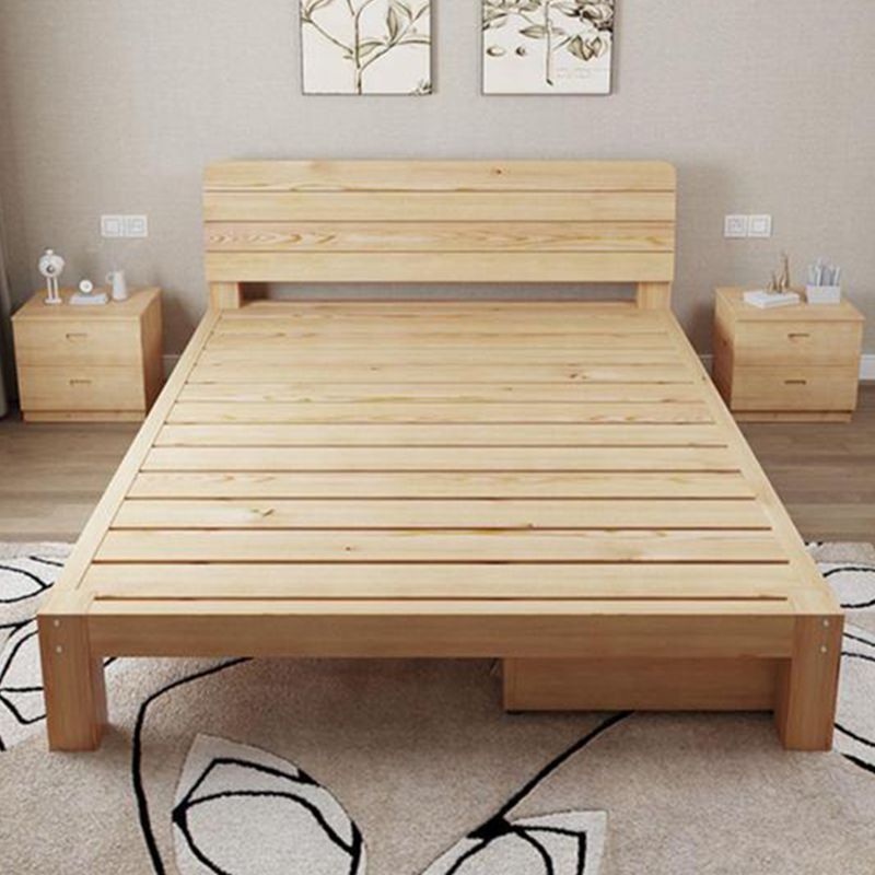 Solid Wood Standard Bed without Headboard and Footboard Bed
