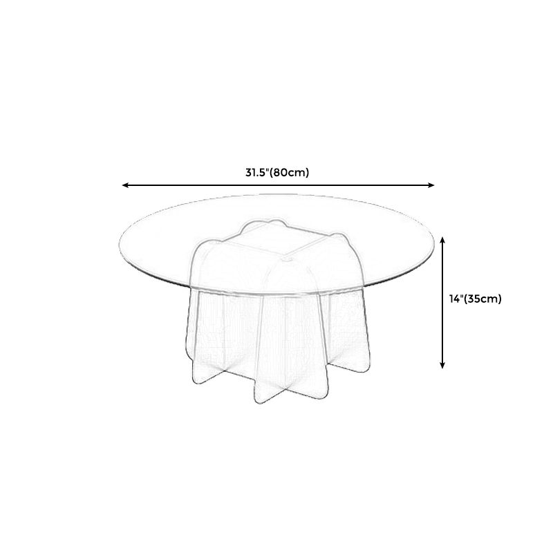 Pedestal Base Coffee Table Round Glass Cocktail Table in Black