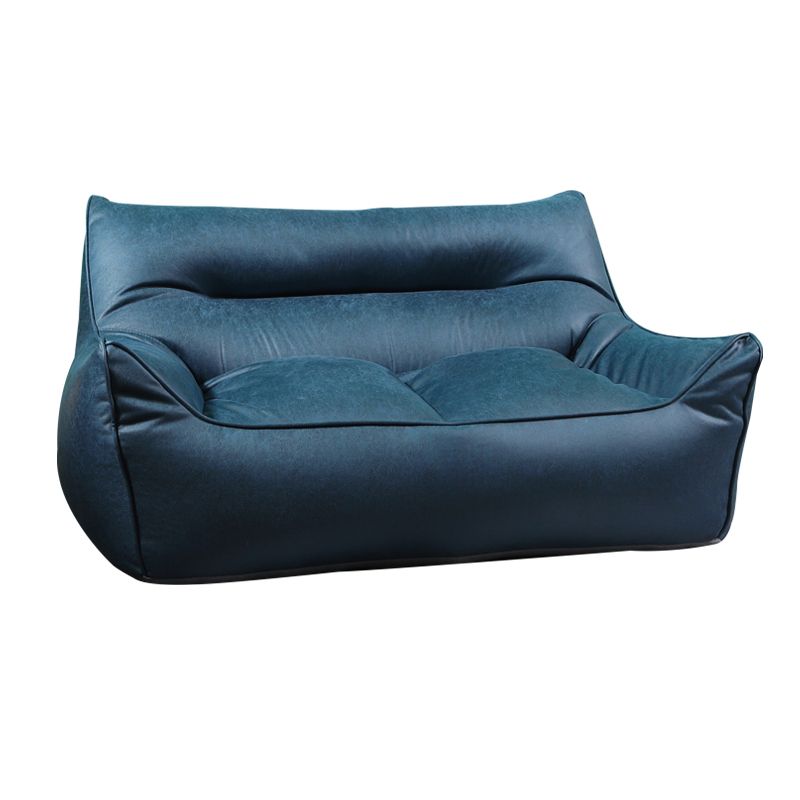 Contemporary Faux Leather Pillow Top Arm Sofa Sewn Pillow Back Sofa for Living Room