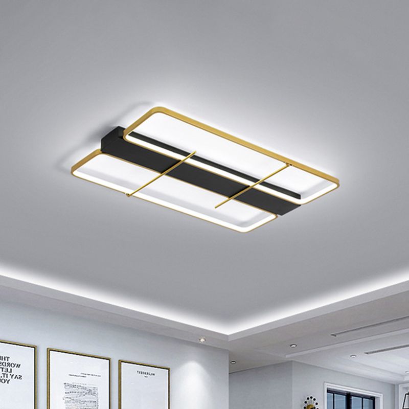 Aluminium Rechteck Rahmen Flush Mount einfache Schwarz-und Gold LED Deckenleuchte in Warm/Weißes Licht