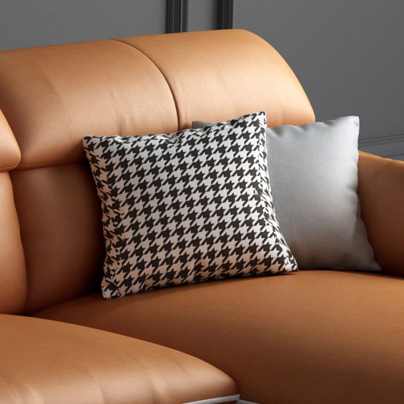 Faux Leather Recessed Arm Sofa Stain-Resistant Sectional with Pillowed Back